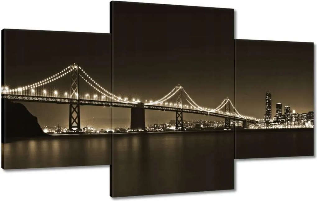 Vászonkép 100x60 Híd az éjszakában szépia