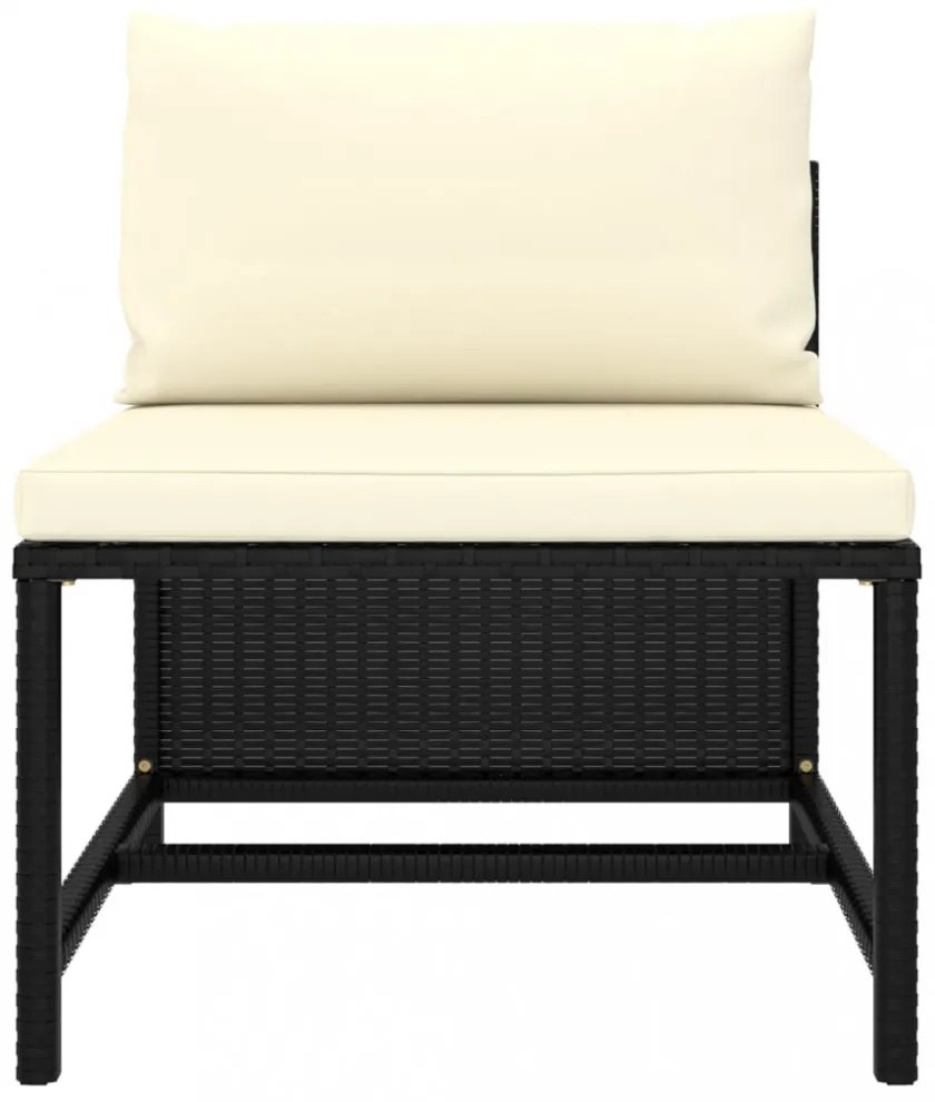 3 részes fekete polyrattan kerti ülőgarnitúra párnával