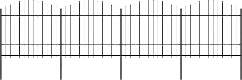 vidaXL fekete acélkerítés lándzsás tetejű 714,5 x 175 cm