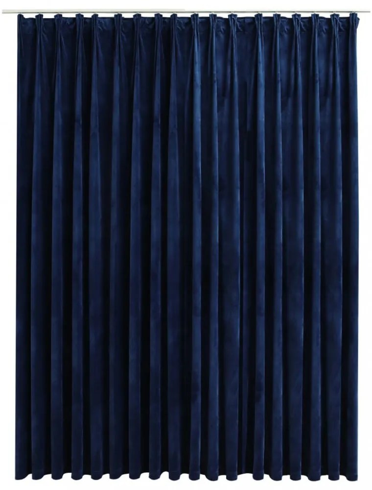 sötétkék bársony sötétítőfüggöny kampókkal 290 x 245 cm
