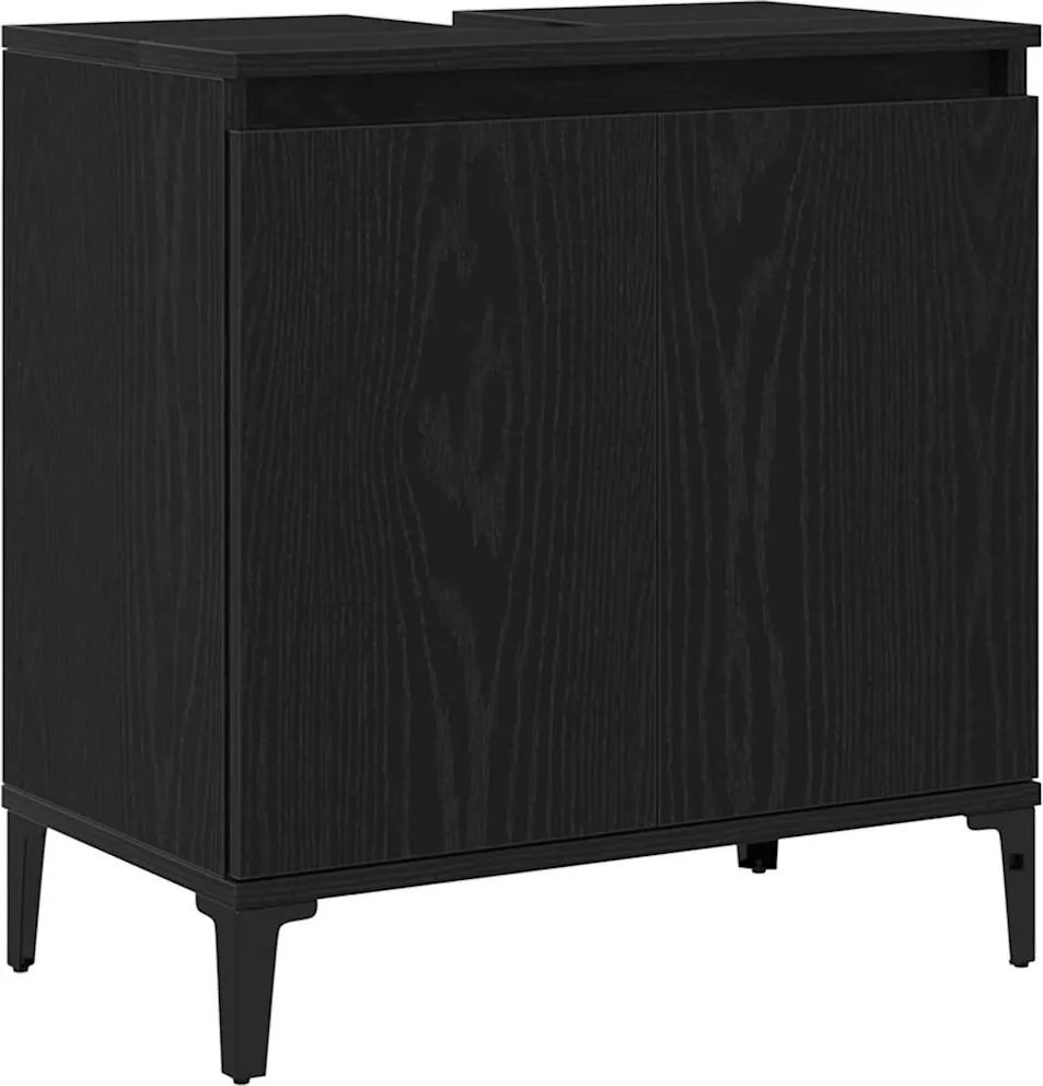 vidaXL Fürdőszobai mosdószekrény Fekete tölgy 58 x 33 x 60 cm Faanyag