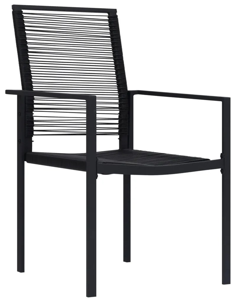 5 darabos kerti étkező szett Fekete PVC Rattan