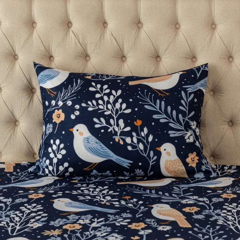 Mikroszálas párnahuzat DENIM BIRDS 50x70 cm, kék