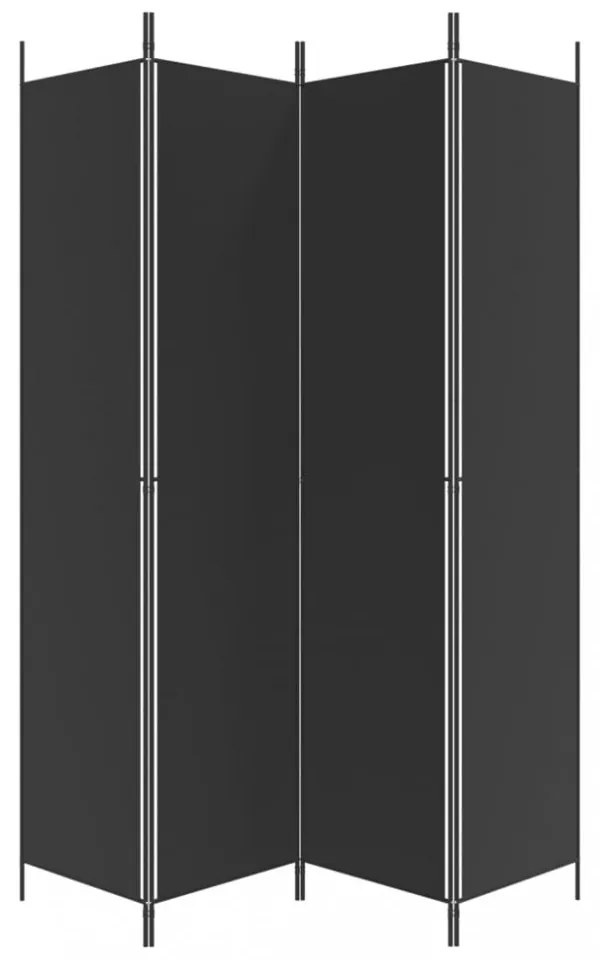 4 paneles fekete szövet térelválasztó 200x220 cm
