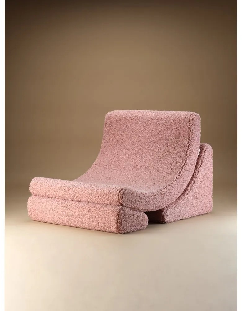 Rózsaszín buklé gyerek fotel Moon – Wigiwama