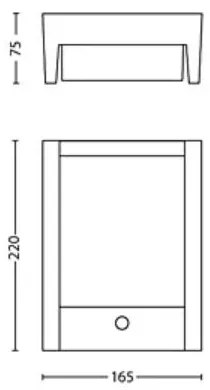 Philips ARBOUR LED kültéri fali lámpa szenzorral, 3,8W, IP44