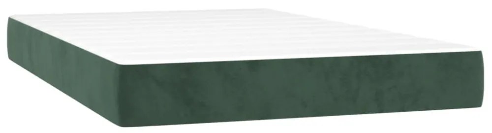 sötétzöld bársony rugós és LED-es ágy matraccal 120x200 cm