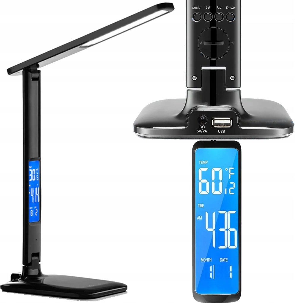 Márkás Led Asztali lámpa Töltő Asztali lámpa Óra Naptár