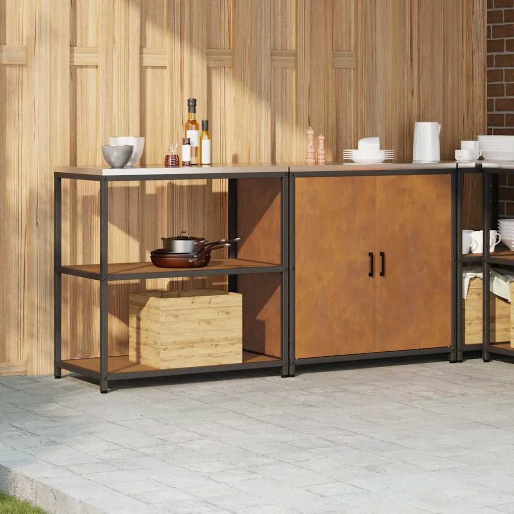 Konyhai Tároló Készlet polcokkal 2 pcs Rozsdás 180 x 50 x 92 cm