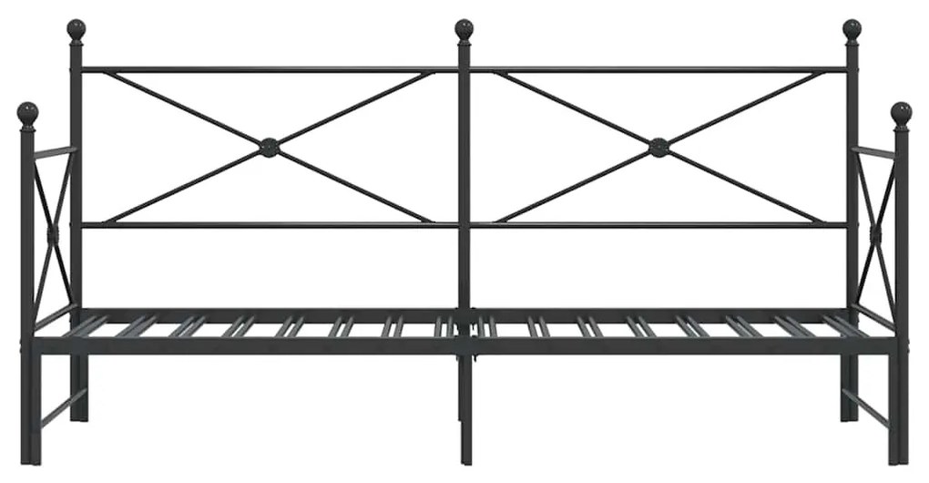 kihúzható kanapéágy matrac nélkül fekete 90x200 cm acél