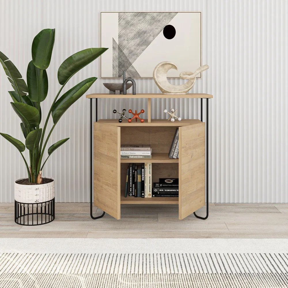 Natúr színű szekrény tölgyfa dekorral 80x80 cm Dilly – Marckeric