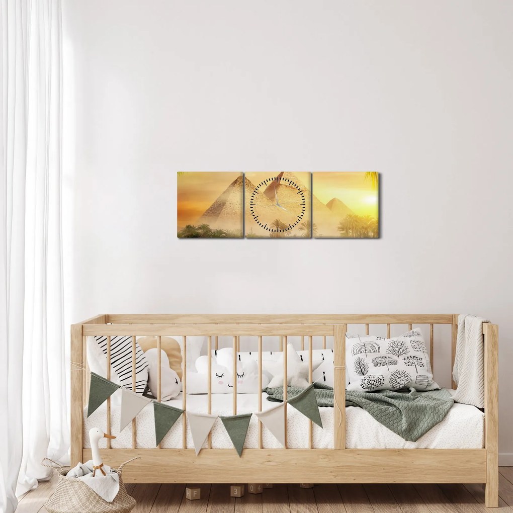 Kép - piramisok (órával) (90x30 cm)