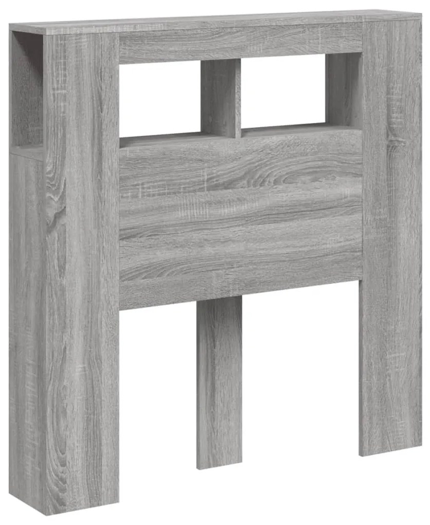 szürke sonoma szerelt fa LED-es fejtámla 100x18,5x103,5 cm