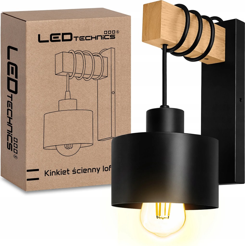 Fali lámpa Fekete Modern Fali Lámpa Loft Fa E27