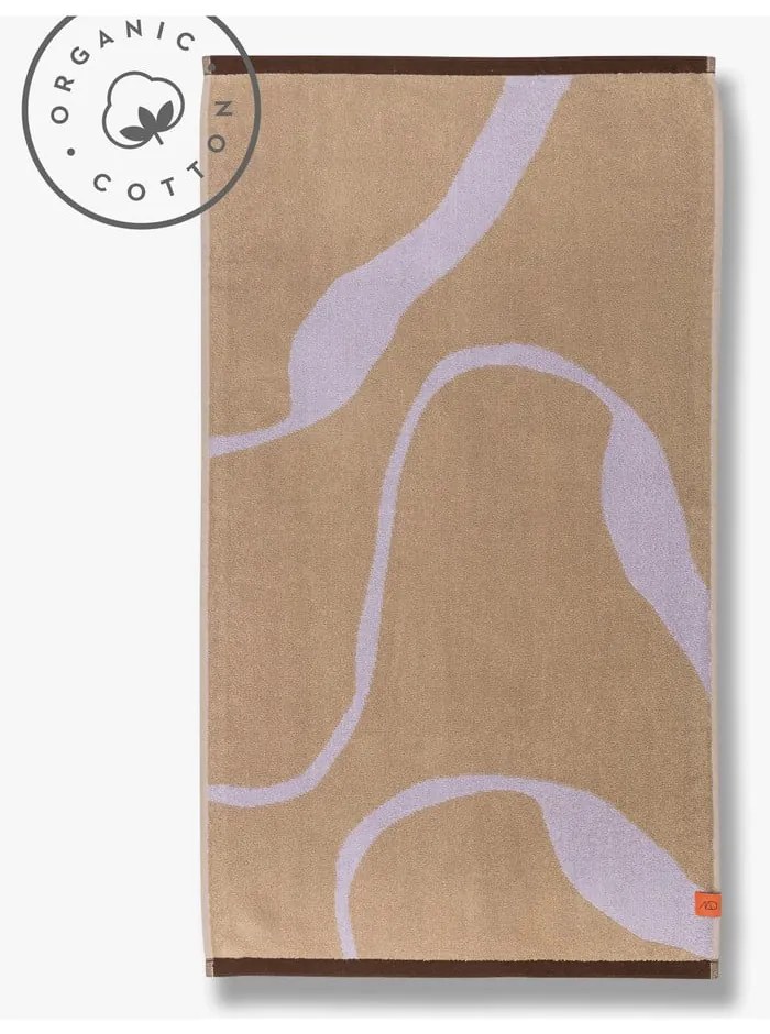 Levendula színű-világosbarna bio pamut fürdőlepedő 70x133 cm Nova Arte – Mette Ditmer Denmark
