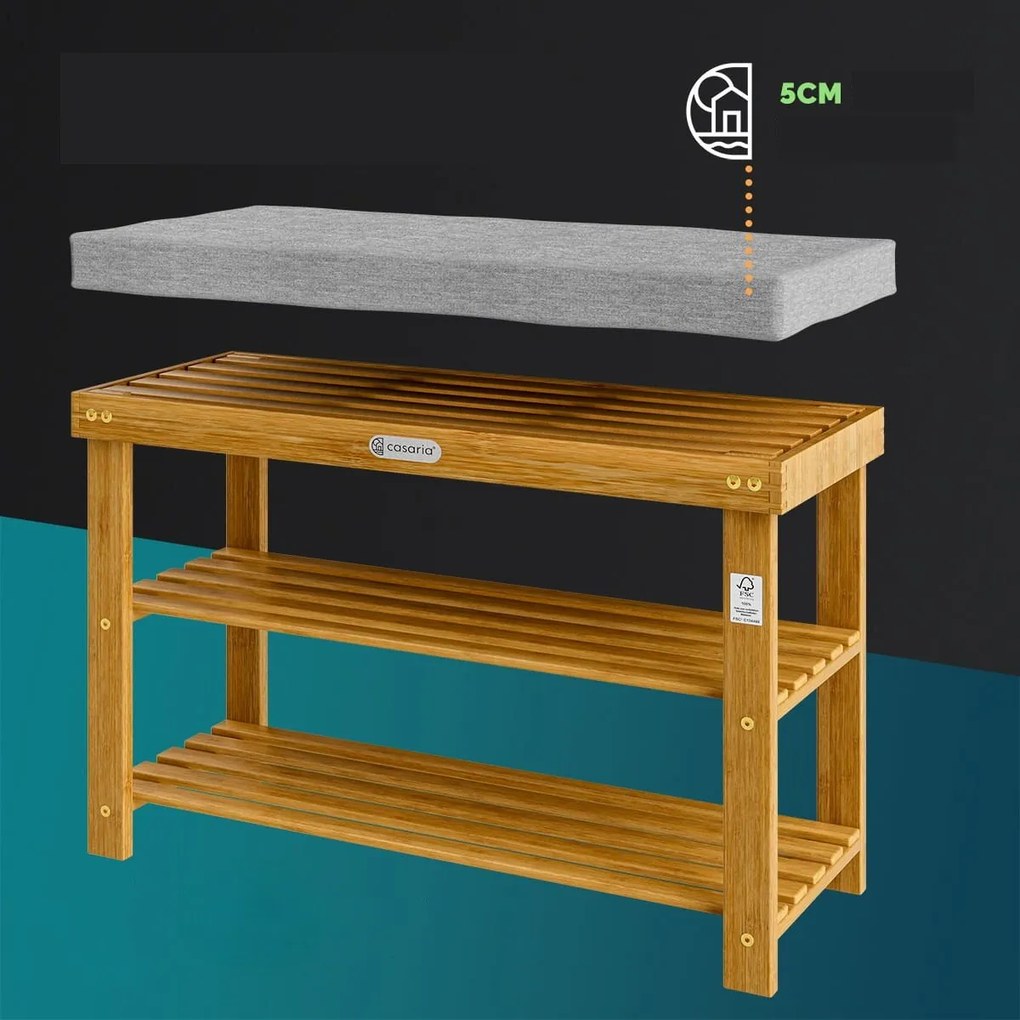 Casaria® Cipőtartó 90x30x48 cm - akác