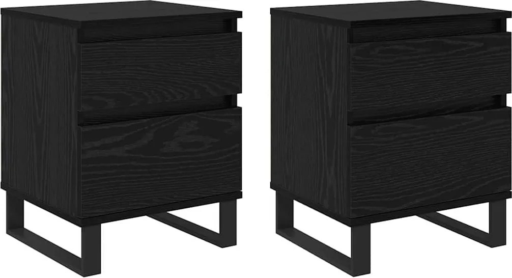 vidaXL Éjjeliszekrény 2 pcs Fekete tölgy 40 x 35 x 50 cm Faanyag