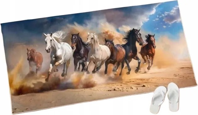 Törölköző Lovak A Galoppban Lovascsorda Sivatag Strand Törölköző 75x150