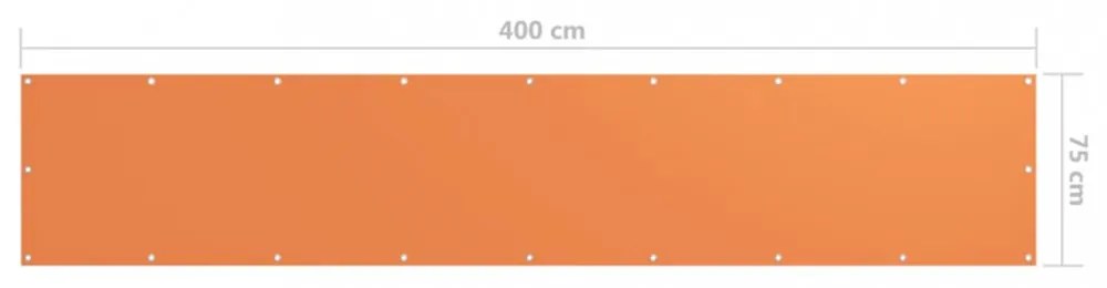 narancssárga oxford-szövet erkélyparaván 75 x 400 cm