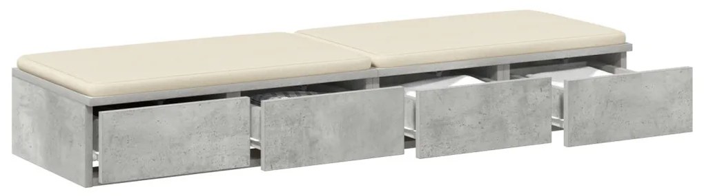 Ágy Fiókok Beton Szürke 120x36.5x16.5 cm Műanyag Fa