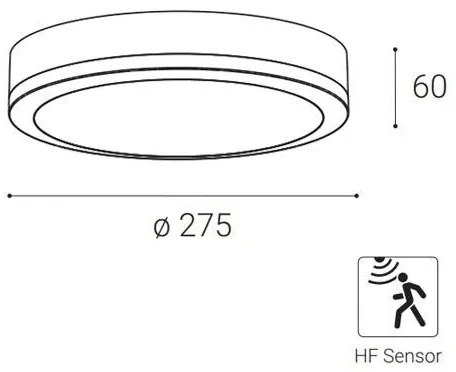 LED2 - Kültéri LED mennyezeti lámpa érzékelővel KERY LED/18W/230V IP65 fekete