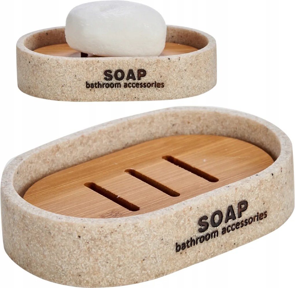 Szappantartó Bézs Bambusz Betét Fürdőszobai Szappantartó
