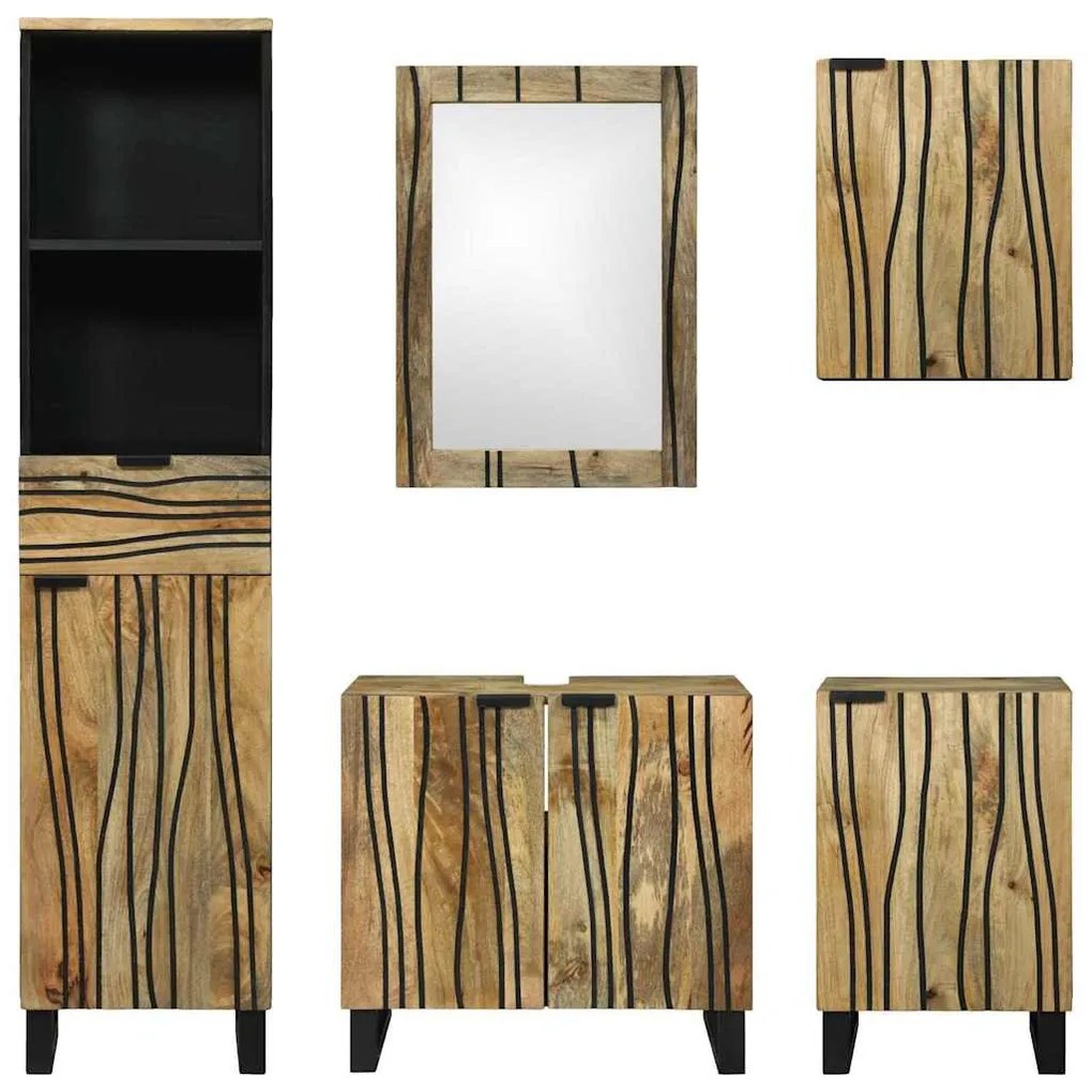 Fürdőszoba bútor szett fiókkal 5 pcs Barna 38 x 33 x 160 cm