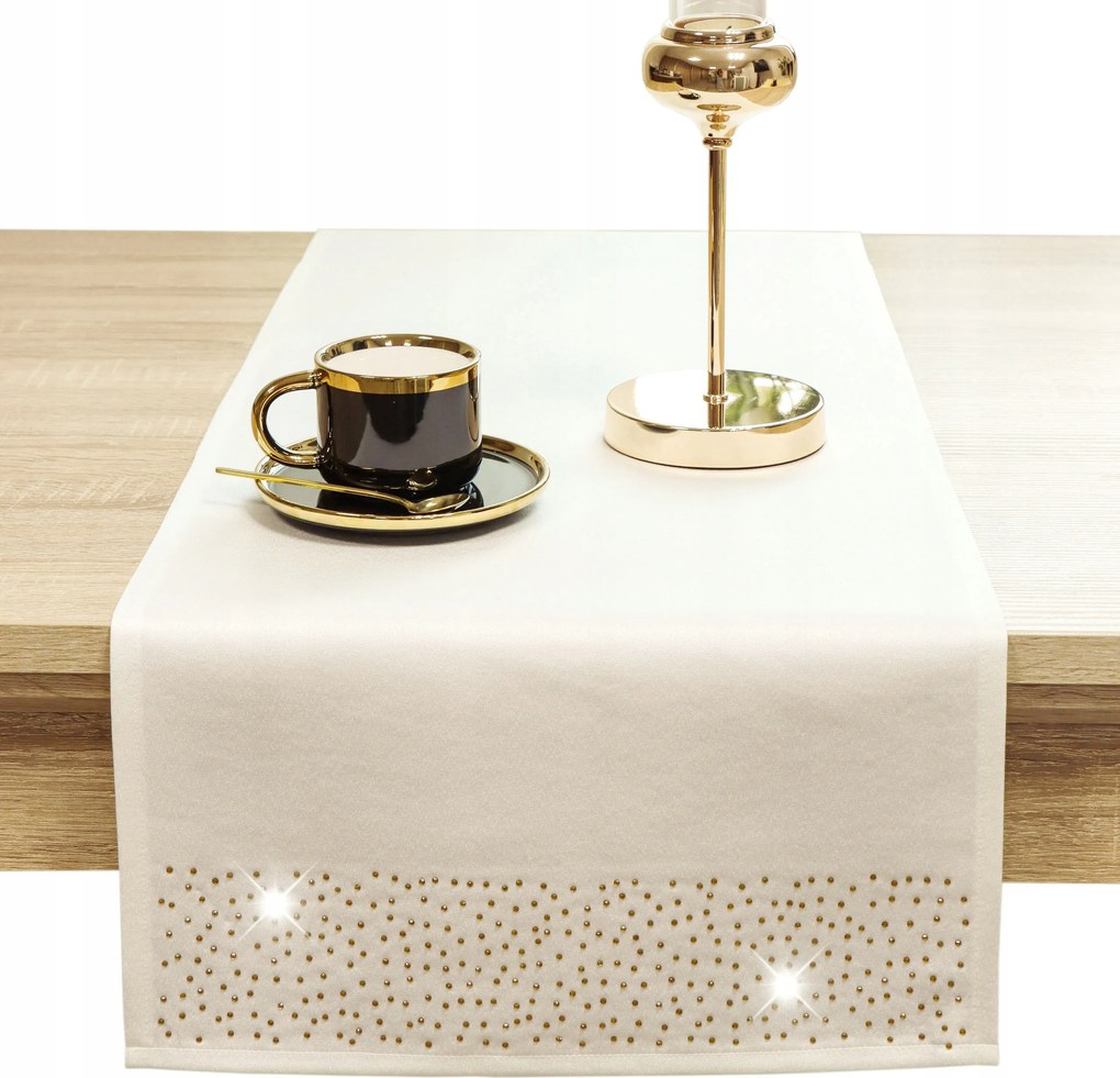 Asztalterítő sima Gyémánt 40x180 ekri dekorációs öv arany