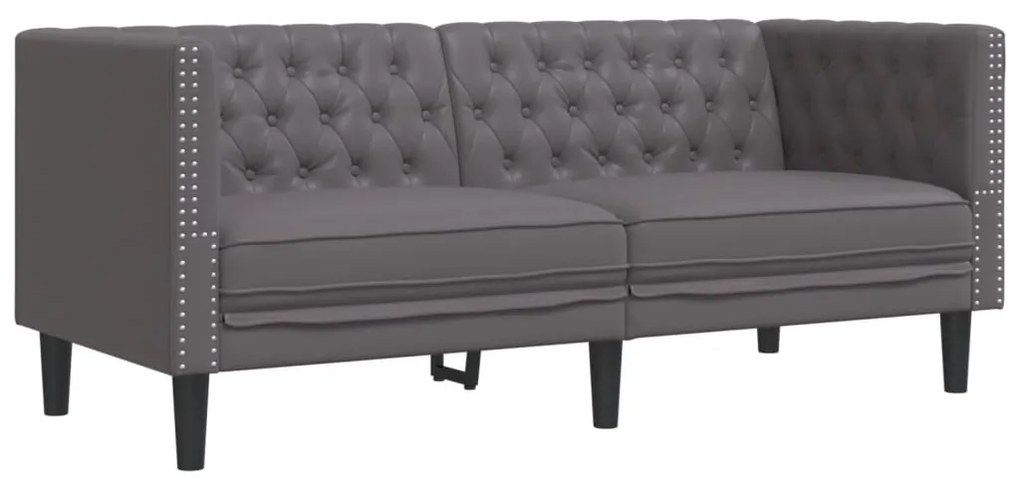 3 részes szürke műbőr Chesterfield kanapégarnitúra