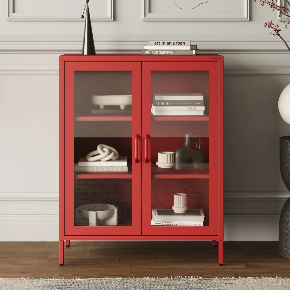 Vitrin GINA, 800 x 1015 x 400 mm, Modern: piros