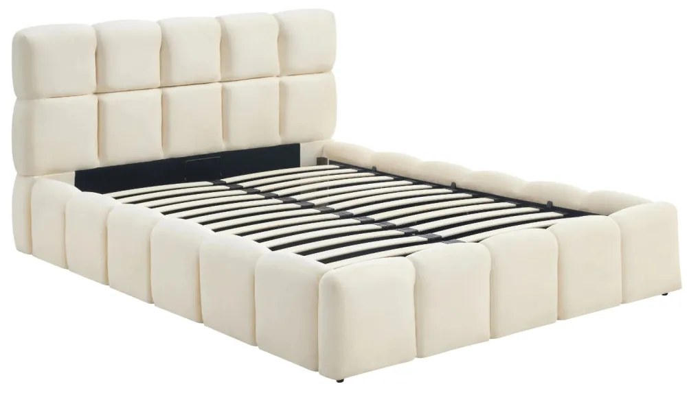 Krém Bársony Franciaágy Ágyneműtartóval. 140x200 MURACJA