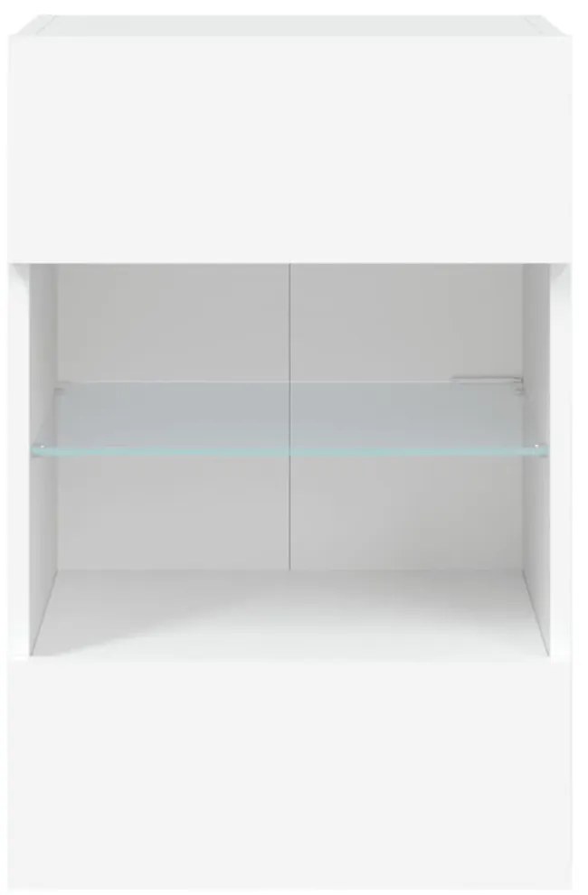 fehér falra szerelhető TV-szekrény LED-lámpákkal 40x30x60,5 cm