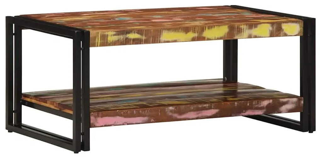 Dohányzóasztal többszínű 90x50x38cm tömörfa újrahasznosított fa