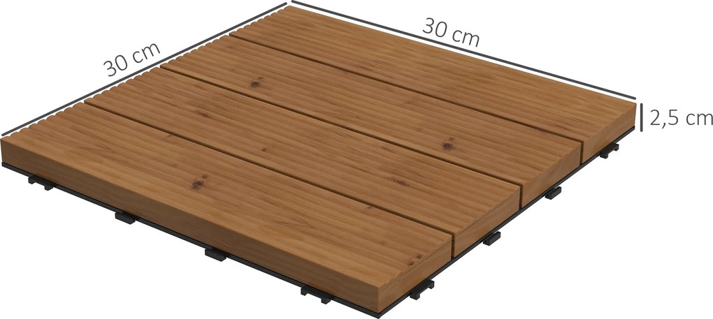 Outsunny Teraszburkoló Csempék - Küszöbök - 12 db-os készlet, max. terület 1,08 m² - egymásba illeszthető, nagyon egyszerű telepítés, méret: 30 x 30 c