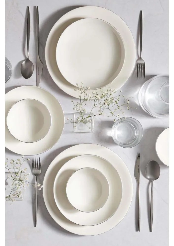 18 részes porcelán étkészlet, fehér/ezüst