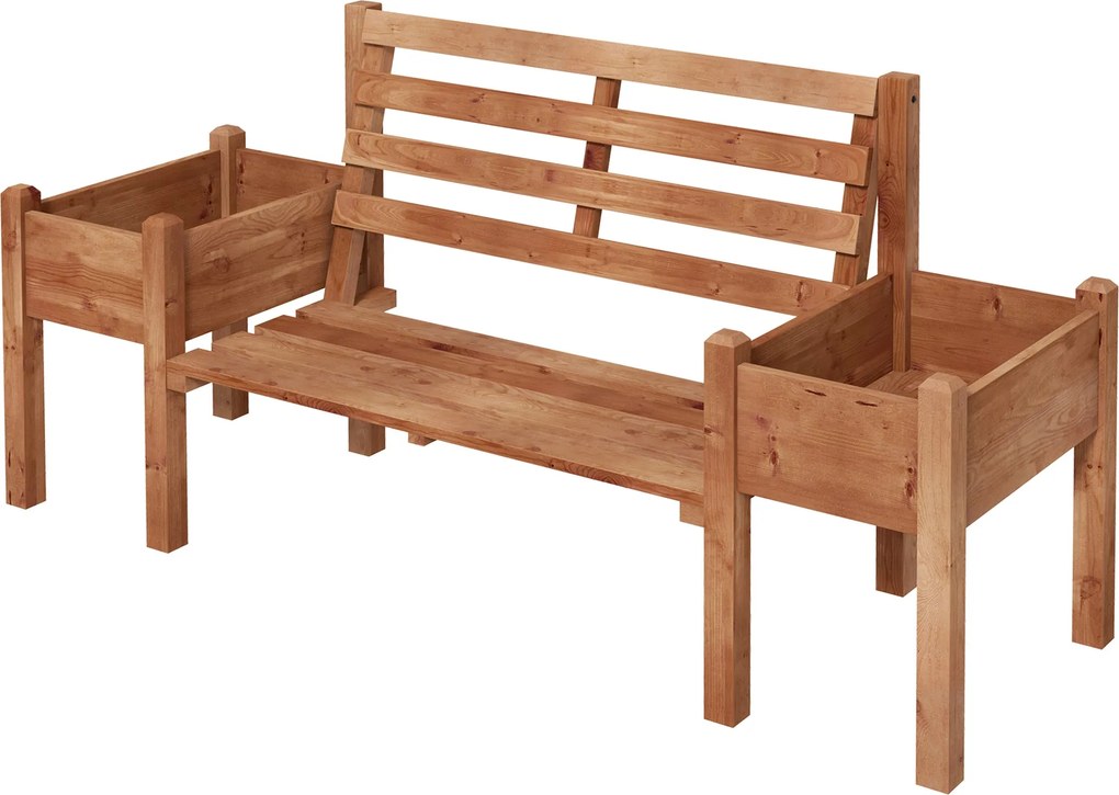 Outsunny Kerti Pad, 2 Személyes, Fa Pad Virágtartóval, Kerthez, Teraszhoz, Teherbírás 240 kg-ig, 184 x 59 x 95 cm, Sötétbarna | Aosom