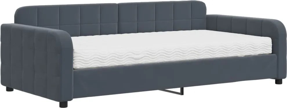 vidaXL sötétszürke bársony heverő matraccal 100 x 200 cm