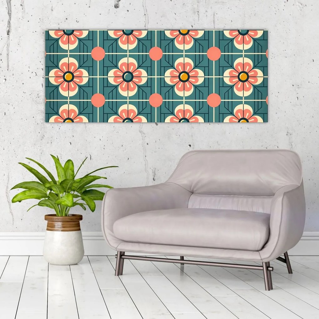 Kép - Retro virágminta (120x50 cm)