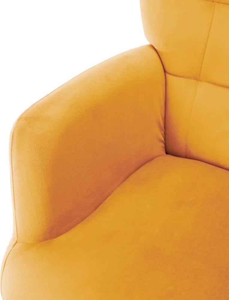 Fotel lábtartóval, sárga Velvet szövet/fekete, HABEN