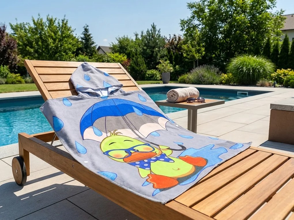 Gyerek poncsó KACSA FRÖCCS világosszürke Méret: 60 x 120 cm