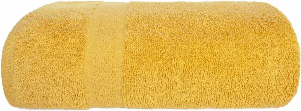 Törölköző 70x140 Leo fürdőszobai mézsárga 100% pamut 450g puha