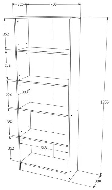 Pietro 4 polcos könyvespolc sonoma N