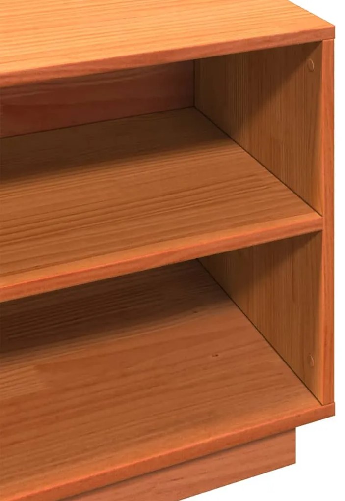 viaszbarna tömör fenyőfa cipőszekrény 110 x 34 x 45 cm