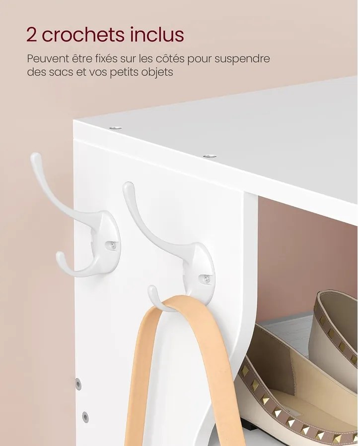 Keskeny cipőtartó, 9 szintes, 30 x 26,4 x 147 cm, matt fehér