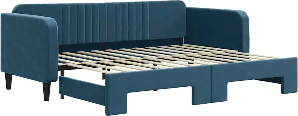 vidaXL kék kihúzható bársony heverő 90 x 200 cm