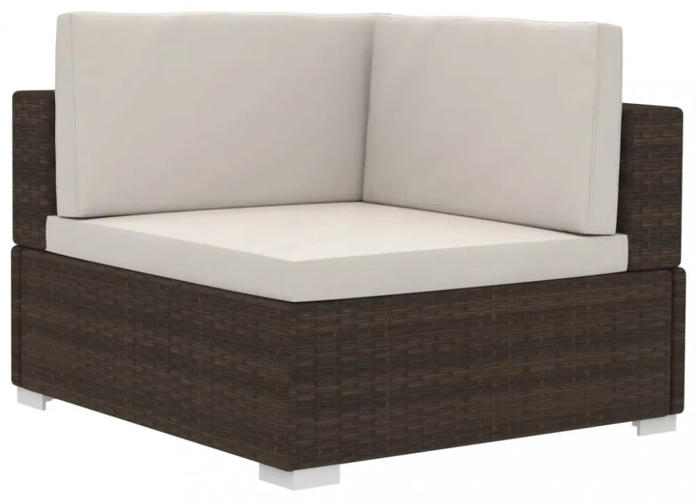 2 db barna moduláris polyrattan sarokfotel párnákkal