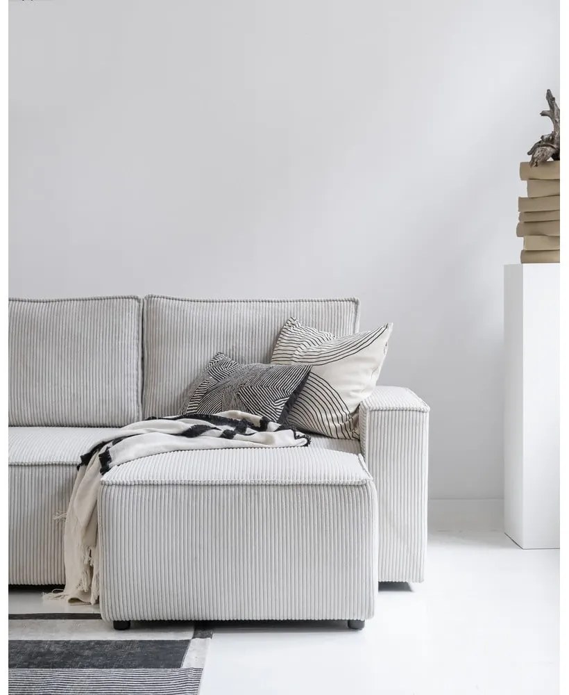 Fehér kordbársony kinyitható sarokkanapé (variálható) Brave Dave – Miuform