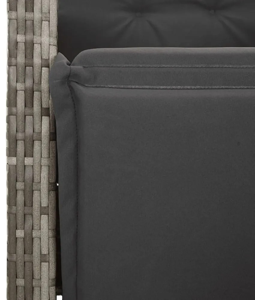 szürke polyrattan dönthető kerti szék lábtartóval