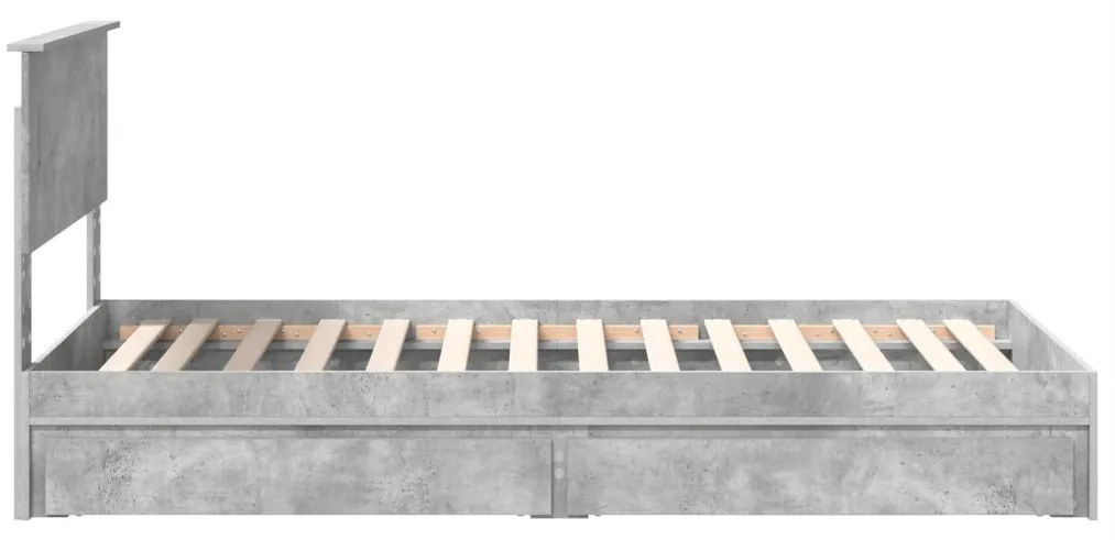 vidaXL Tárolós Ágy fejtámlával Beton Szürke 75 x 190 cm Faanyag