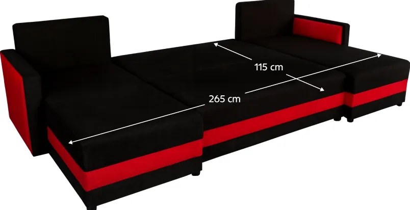 Univerzális ülőgarnitúra, fekete/piros, PAULITA U